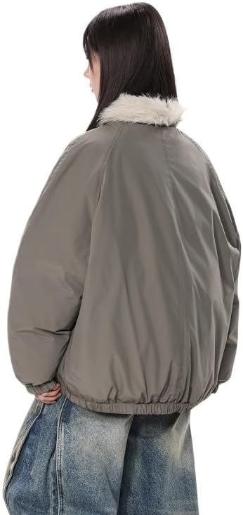 Winter Thick Black Cotton Padded Jacket with Stand Up Collar for Both Men Women