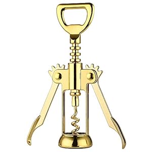JXS Simple Wing Corkscrew Gold Wine Opener and Beer Opener, Multifunctional Wine Corkscrew Opener