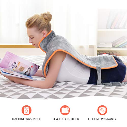 XXL Heating Pads for Back Pain 23.6"x33.5" ATMOKO Electric Heat Pad for Shoulder Back Soothing Muscle Pain and Tension Relief Therapy, Auto-Off, Fast Heating, Washable
