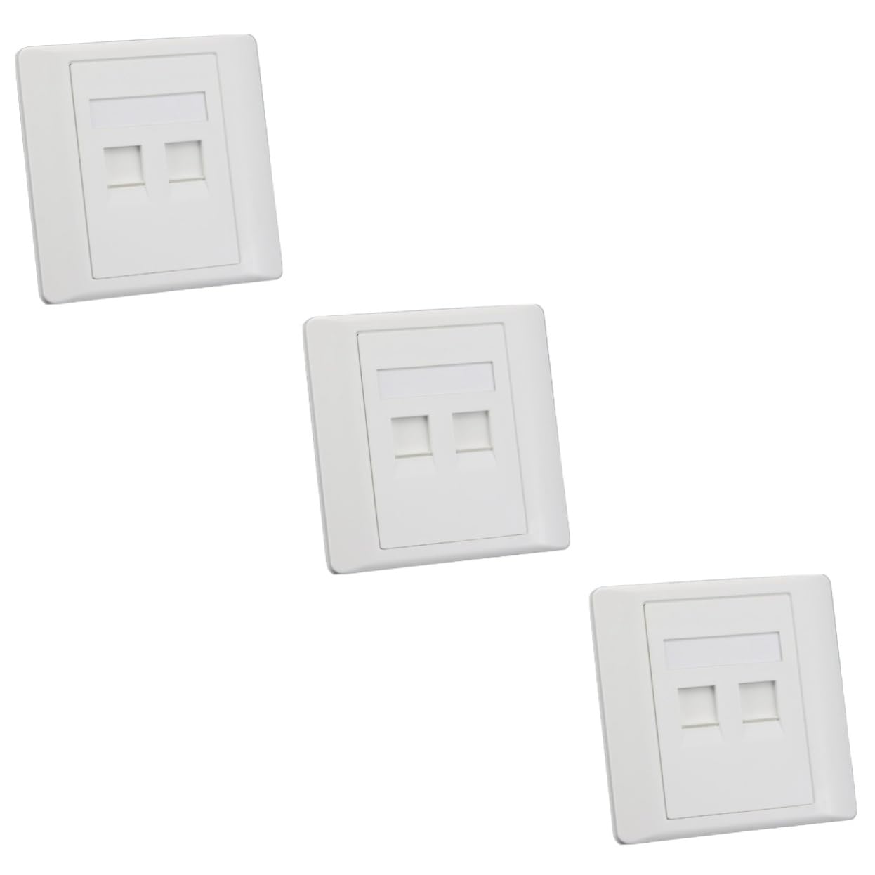 Plaque RJ45 double port Ethernet blanc standard pour réseau domestique x3