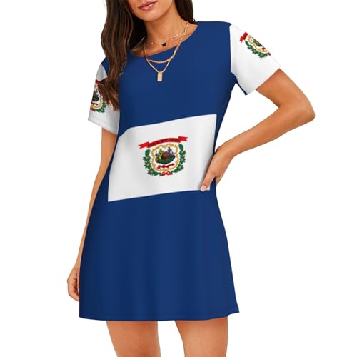 Chemise de nuit manches courtes femme motif drapeau Virginie-Occidentale
