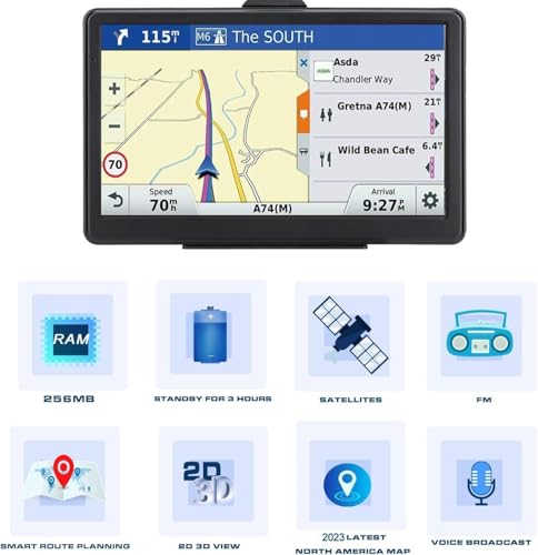 Navruf Gps Navigation For Car (7 Inch) Slimline Touch Screen Real Voice Direction ,Usa Edition 2024 (Free Lifetime Updates) Turn-By-Turn Voice And Lane Guidance thumb #2