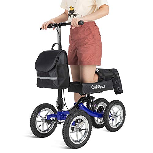 OasisSpace Shock Absorber All Terrain Knee Walker Scooter-with 12 Inches Durable Air Filled