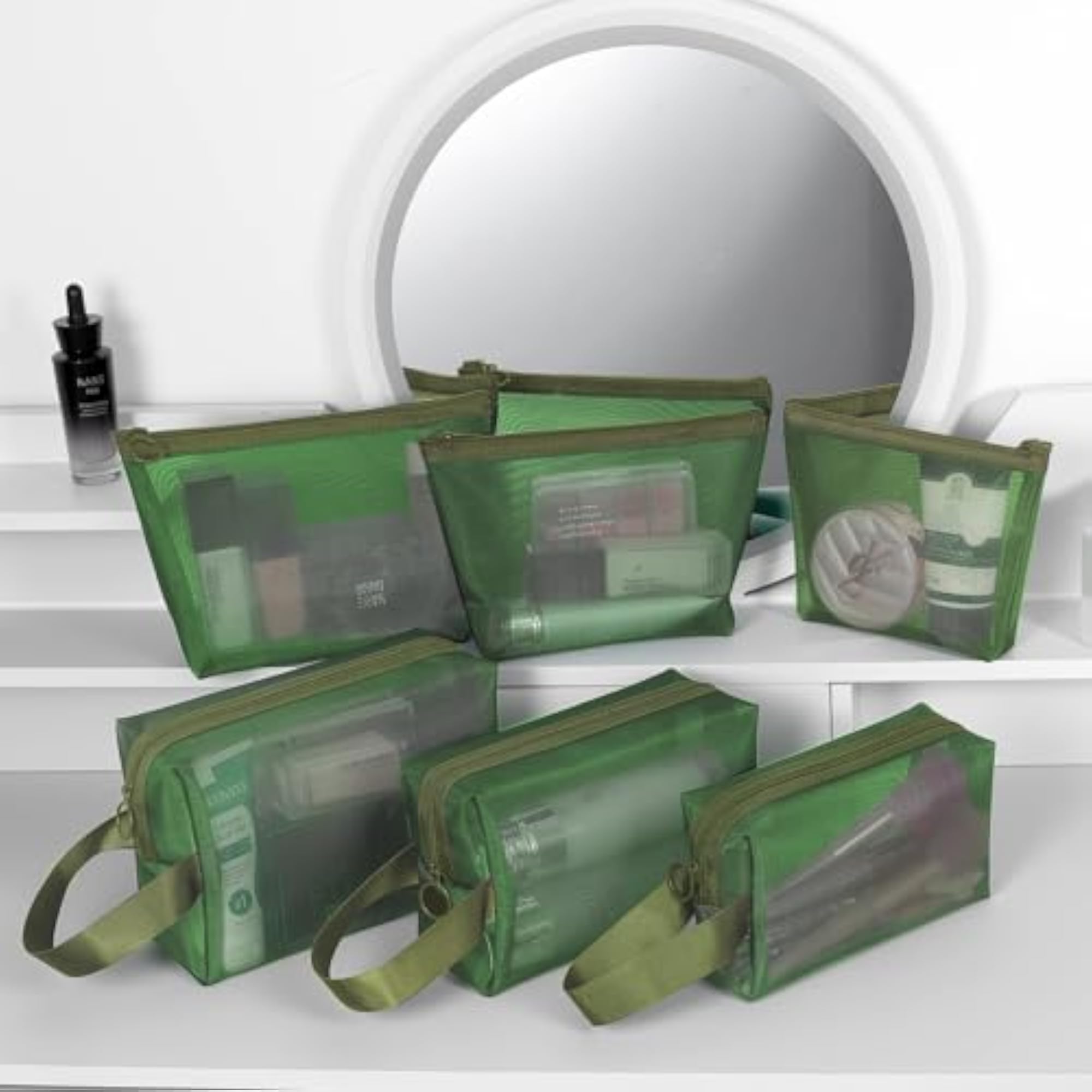 6 Pieces Zipper Mesh Makeup Bags Set, Portable