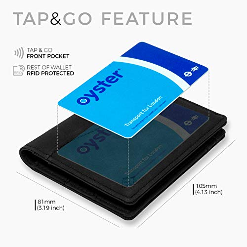 AKIELO Portemonnee - Stijlvolle Tap & Go Bifold portemonnee met Pull Tab - RFID blokkerende kaart portemonnee, Zwarte editie, Eén maat, Minimalistisch - Image 4