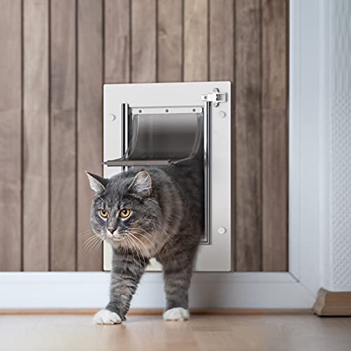 Baboni Pet Door for Wall, Steel Frame and Telescoping Tunnel, Aluminum Lock, Double Flap Dog