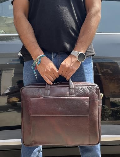 Image of RUSTIC TOWN Premium Leather Crossbody Messenger Bag - Stylish and Versatile - Gift for Professionals