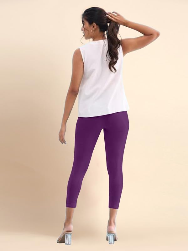 Image of TRENDMALLS Women's Microfiber Elastane Stretch Soft Cropped Leggings with Ultrasoft Waistband for Women