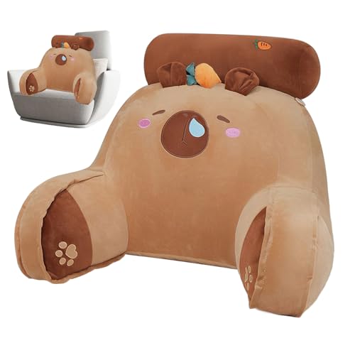 Almohada de cabecero – Respaldo de lectura con reposabrazos, cojín en forma de cuña de zanahoria Capybara para sentarse, relajarse, jugar en la cama, almohada de respaldo, leer en la cama, relajarse