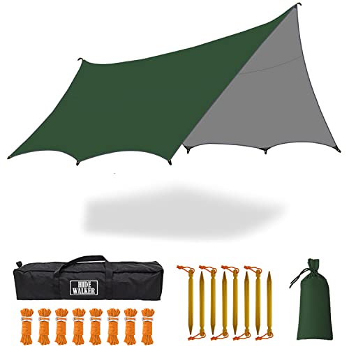 5m x 5m Toldo Camping Furgoneta Tarp Bushcraft Impermeable Refugio de Supervivencia Lonas para Toldos de Patio de Jardín de Sombra de Gran Área