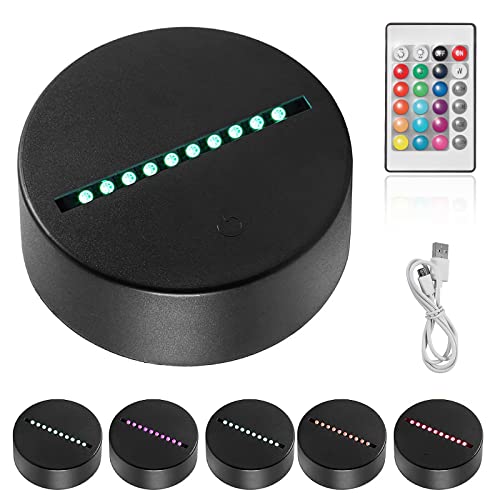 Dnieheic 3D-Nacht-LED-Lampensockel, buntes Licht, Fernbedienung, Smart-Touch, 16 Farben, LED-Tischlampe, Sensorsockel für Kinderzimmer, Wohnzimmer, Dekoration, Schwarz Cover