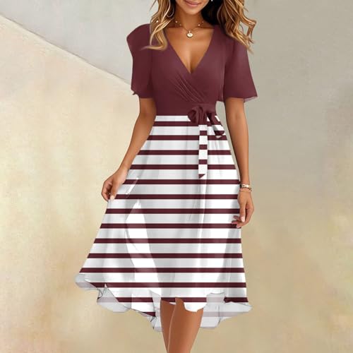 Spring Summer Chiffon Midi Dresses for Women 2025 Elegant Classy Wedding Guest Floral Formal Cocktail Prom Dress