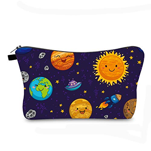 Cosmetic bags for women,Adorable Space Planet Funny Character printing Cosmetic Organizer Bag Waterproof Makeup Bags ladies Pouch