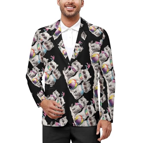 Cute Cat Mens Casual Blazer Button Suit Jacket Lightweight Sport Coat for Work Business