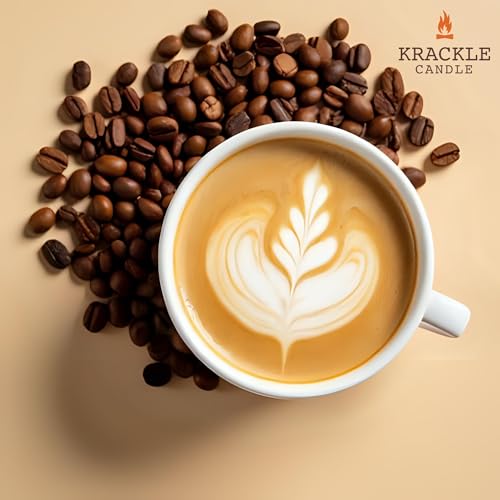 Image of Krackle Candle | Vanilla Coffee | 16 oz Scented Candle with Natural Crackling Wooden Wick | Poured in the USA | Dark Roast Coffee & Vanilla Cream Fragrance