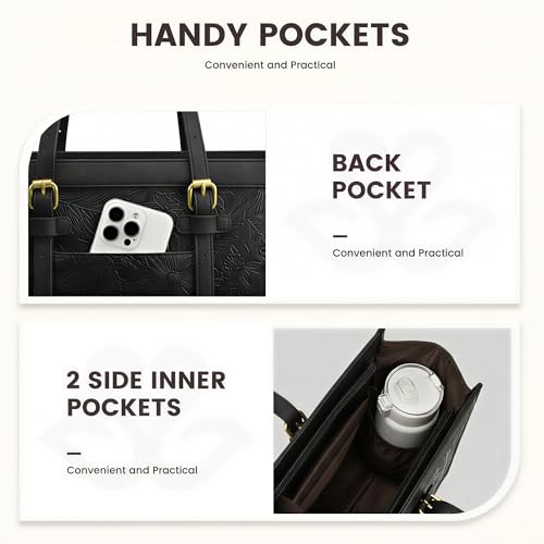 Image of LOVEVOOK Laptop Tote Bag for Women,17.3 Inch Vintage Laptop Bag with Clutch Purse,Large Capacity Leather Work Bag, Computer Bag Office Business Briefcase, Casual Handbag for Travel College Teacher