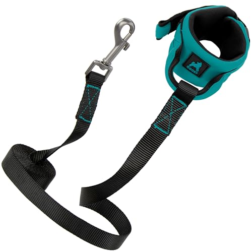 Image of Gooby Neoprene Wristband Sport Leash, Turquoise, 6 FT