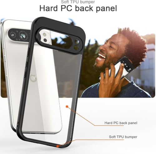 Image of VONZEE Clear Back Case Cover for Google Pixel 10 Pro 5G | Shockproof Design | Hard Back Cover Case for Google Pixel 10 Pro 5G (PC & TPU, Black)