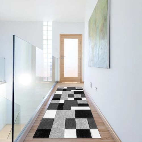 Alfombra larga patchwork de poliéster para pasillos transitados 6