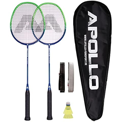Apollo Badminton Set | Carbon Profi Badmintonschläger | Leichtgewicht Badminton Schläger | Federballschläger Set für Training, Sport und Unterhaltung mit Schlägertasche | Federball Set Kinder Cover