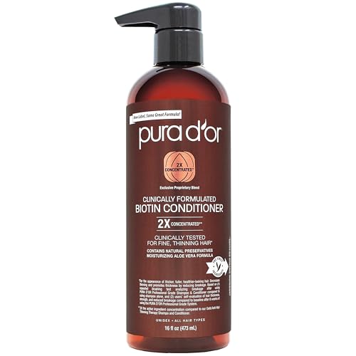 PURA D'OR 16 Oz Professional Grade Clinically Formulated Biotin Conditioner - Daily Hair Care Routine For Thinning Hair - 2X Concentrated Herbal Blend Hair Thickening Products For Women & Men