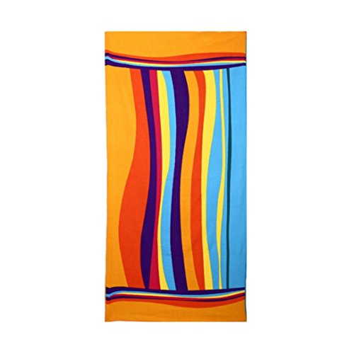 FUIW Beach Towel Microfiber Oversized 180cm x 100cm Bath Towel Extra Large for Kids Adults Perfect for Travel Gym Yoga Sports Swim Camping Spa Sunbed Cover Colourful Rainbow Stripe Print
