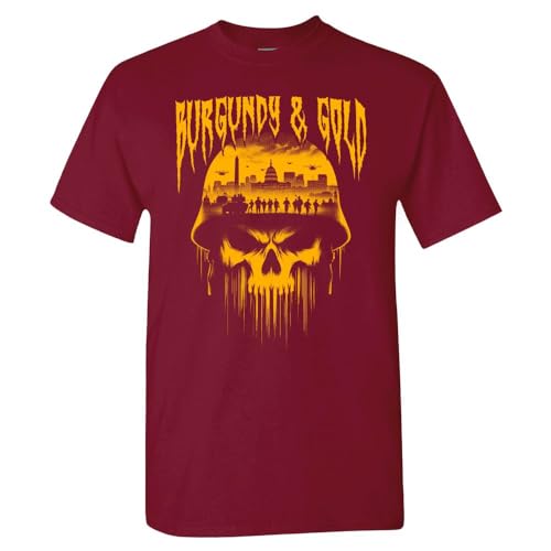 Xtreme Apparrel Burgundy & Gold Mens Skull T-Shirt for Washington Fans (Garnet Shirt L)