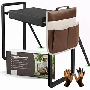 Foldable Garden Kneeling and Seat, Garden Stool Widened Thick Soft Kneeling Pad, Heavy Duty Gardening Stool with Garden Tool Bag and Claw Gloves, Gardening Gift for Parents