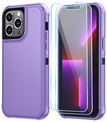 Image of SunStory Compatible with iPhone 13 Pro Case with HD Screen Protector, 3-Layer Heavy Duty Full-Body Cover,3 in 1 Hybrid Protective Case for iPhone 13 Pro 6.1 inch,Violet