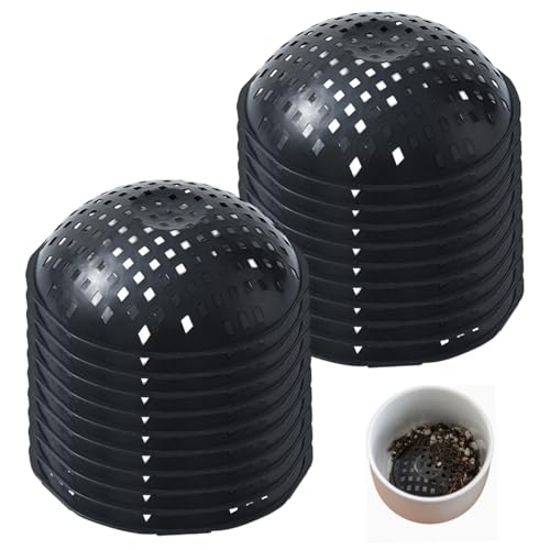 20Pcs Planting Grid with Drainage Holes 3 Inch Leakproof Plastic Bowl Shape Planter Inserts for Large Pots Breathable Round Drainage Mesh Pad for Home Garden Rocks for Potted Plants