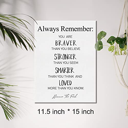 Canvas Wall Art Inspirational Motivational You Are Braver Than You Believe Quote Canvas Print Positive Nursery Canvas Painting Office Playroom Home Wall Decor Framed Gift 12X15 Inch #TOP1