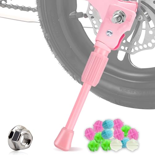 LEICHTEN Kickstand for Kids Bike, Kids Bike Kickstand for 16 Inch Wheel Children's Bicycle Single-Side Kick Stand Rear Mount Bikes Support Racks Pink for Girls and Boys Bike, Non-adjustable