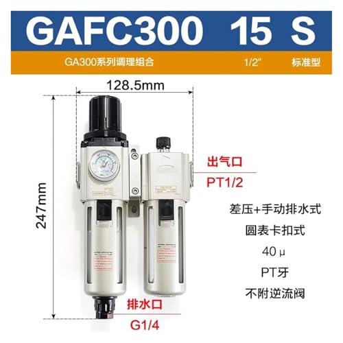 Séparateur huile-eau pneumatique GAFC30008AS double régulateur de pression