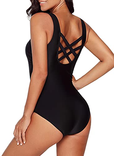 Aleumdr Womens Color Block Print One Piece Swimsuits Athletic Training Swimwear Bathing Suits2
