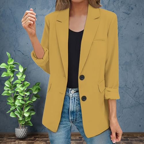 Fall Blazers for Women 2024 Business Casual Long Sleeve Dressy Open Front Coats Work Office Oversized Suit Jackets2