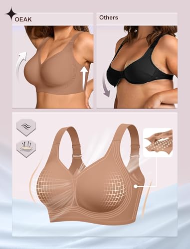 Image of OEAK Womens Wireless Jelly Bras Plus Size Support Push Up Comfortable Bra | no underwire,full coverage,for large breast,minimizer bra,seamless,tshirt bras,everyday bra