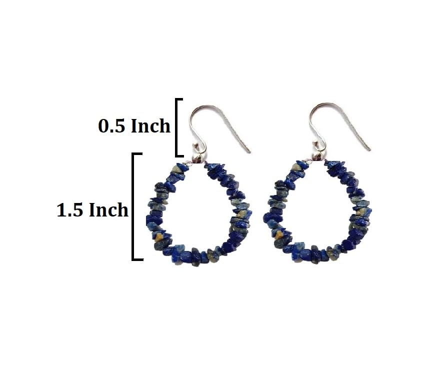 Boucles d'oreilles argent lapis lazuli petites pépites 5,1cm