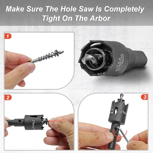 Image of 7 /8 Inch Hole Saw with 9.1mm Triangle Shank Arbor, JTemgle Bi-Metal Hole Saw Heavy Duty Hole Cutting Tool for Cornhole Boards, Recessed Lights, Wood, Plastic, Drywall & Soft Metal