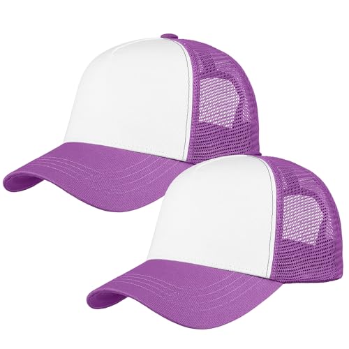 Image of Falari 5-Panel Mesh Baseball Cap, Trucker Hat, Structured Plain Design, Cotton, Adjustable Size