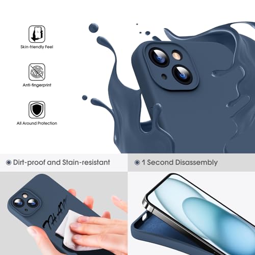 Supdeal Liquid Silicone Case for iPhone 15 - [Camera All-Round Protection] [Soft Microfiber Lining Anti-Scratch] 4 Layer Full Covered Shockproof Gel Rubber Phone Case Cover, 6.1", Dark Blue by Supdeal - Used condition - Image 3