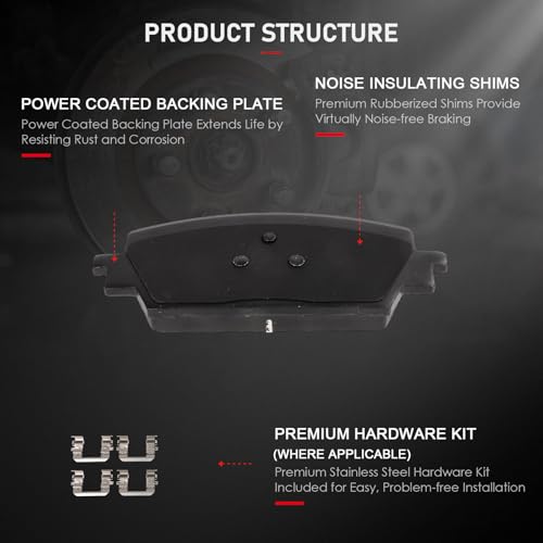 Image of cciyu D2380 Brake Pads w /Hardware Front Disc Brake Pad Set