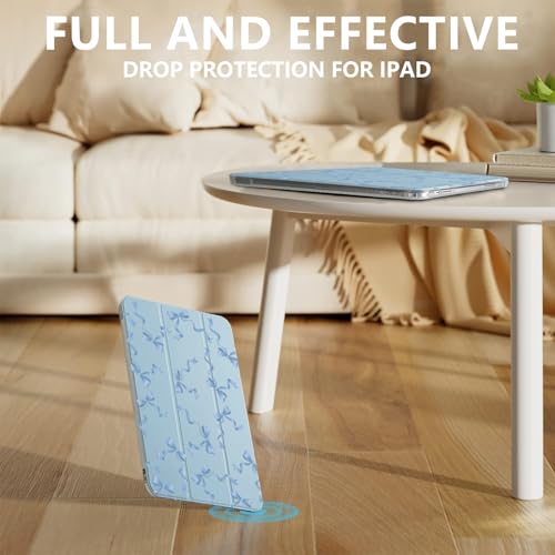 MAYCARI Blue Bowknot Case for Ipad 9.7-inch 5Th/6Th Lovely Bows Design Cover for Ipad Auto Sleep/Wake Modern Aesthetic Women Cover with Pencil Holder Silicone Anti-Scratch Shockproof Case by MAYCARI - Image 4