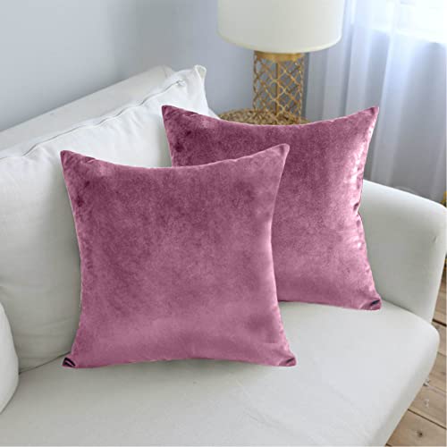 2er Set Kissenbezug 40 x 40 cm,Kissenbezug kurzer Plüschmit verdecktem Reißverschluss kissenhüllen sofakissenbezüge Flauschiger kopfkissenbezug(Rosa) Cover