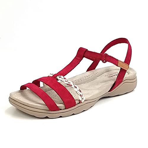 Clarks Amanda Tealite, Sandalias Deportivas Mujer, Nobuck Red, 39 EU