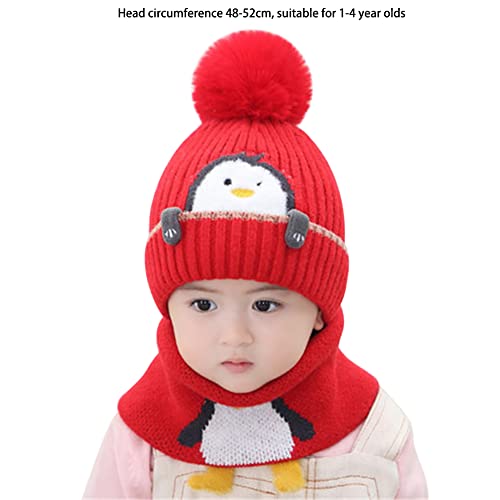 Kids Winter Hat and Scarf Set, Penguin Pattern Warm Wool Beanie Hat and Scarf for Infant Toddler Boy Girl 1-4 Years Old2