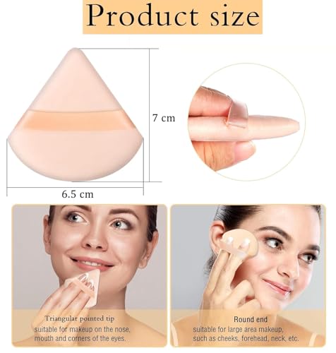 Image of INOVERA (LABEL) 6 Pieces Powder Puff Face Makeup Sponge - Loose Foundation Blending Sponges Set - Triangle Shape Beauty Blender Tool for Wet & Dry Powders (Nude)