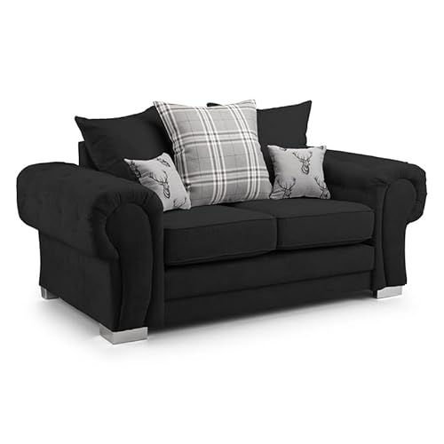 Verona - Corner Sofa - 3 Seater - 2 Seater - Black Fabric - Scatterback Cushions (2 Seater)