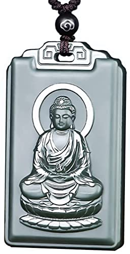Collier en jade véritable pendentif Bouddha Vairocana sculpté main pour homme et femme
