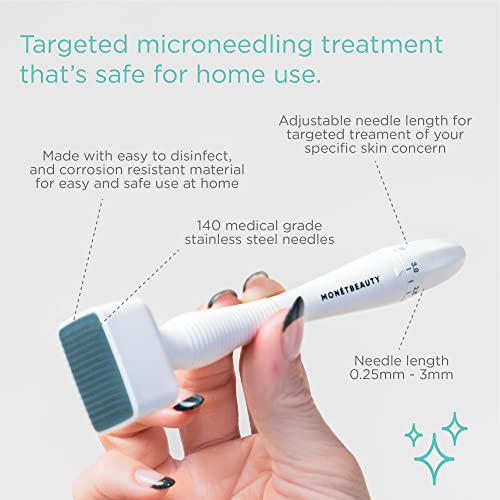 MonetBeauty-Adjustable-Microneedle-Derma-Stamp-025mm-3mm-140-Professional-Grade-Needles-Derma-Pen-for-Acne-Scars-and-Stretch-Marks-Effectively-Remove-Fine-Lines-and-Wrinkles