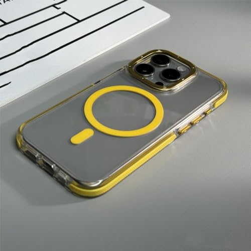 Coque iPhone 14 Plus transparente jaune aimantée pour le quotidien dynamique